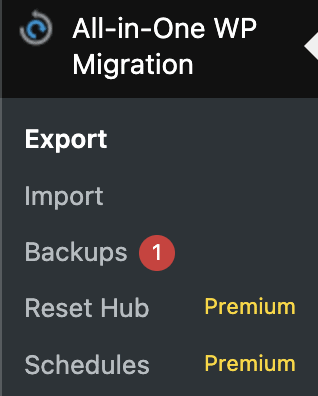 All in one WP migration import export and other features